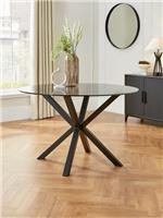 Chopstick 120cm Round Dining Table Black | Glass Top | 4 Seater
