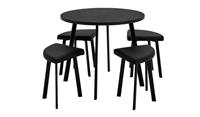 Tayla Black Dining Table & 4 Black Stools Modern Kitchen Furniture Set