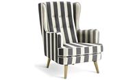 Callie Fabric Wingback Chair Black & White Comfortable Lounge Design