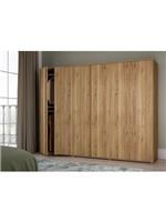 Lisson 6 Door Wardrobe New Oak | Handle-Free Design | 252cm Wide