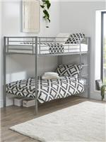 Domino Metal Bunk Bed Frame with Ladder And Guard Rail On Top Bunk - Silver