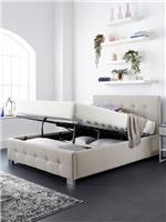 Aspire End Lift Up Linen Ottoman Double Bed Natural Fabric Storage Bedroom UK