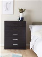 Panama 5 Drawer Chest Black | Compact Storage | Easy-Glide Runners