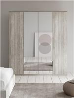 Prague 4 Door Wardrobe With Mirrors and Drawers Grey | Bedroom Storage