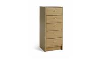 Malibu 5 Drawer Tallboy Oak Effect Storage Organiser Bedroom Furniture