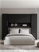 Prague Overbed Unit Black Ash Sleek and Space-Saving Bedroom Storage Solution