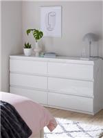 Layton Gloss 6 Drawer Chest White Bedroom Storage Dresser Unit UK