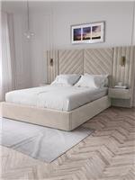 Torrance Double Bed Cream | Built-In Side Tables & LED Lights
