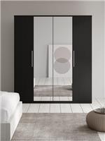 Prague 4 Door Wardrobe With Mirrors Black Ash Elegant and Spacious Bedroom
