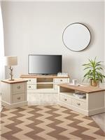 Crawford 3 Piece Package TV Unit, Coffee Table and Lamp Table Ivory & Oak