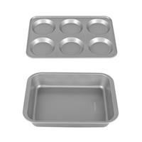 Salter Roasting & Yorkshire Pudding Tray Set - 36 cm and 6-Cup Trays PFQA-Free