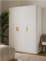 Carina 3 Door Plinth Wardrobe White | Ribbed Design | Gold Handles | Bedroom