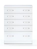 Camberley Graduated 5 Drawer Chest White Spacious and Stylish Bedroom Storage
