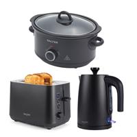 Salter Kuro 3-Piece Kitchen Set 1.7L Kettle, 2-Slice Toaster, 3.5L Slow Cooker