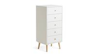 Otto 5 Drawer Tallboy White Storage Organiser Bedroom Furniture Drawers
