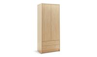 Malibu 2 Door 2 Drawer Wardrobe Beech Effect Storage Organiser Cabinet