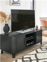 Carina TV Unit Black | Fits up to 50 inch TV | Ribbed Design | Media Stand