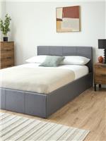 Marston Side Lift Ottoman Bed Double Grey | Faux Leather | Storage Bed