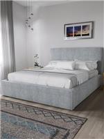 Langley Fabric Bed Frame Grey | King Size | Upholstered Headboard | Sprung Slats