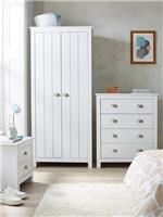 Atlanta 3 Piece Bedroom Set White | 2 Door Wardrobe, Chest & Bedside | Kids Room