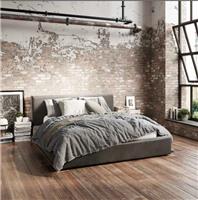 LPD Furniture Soho Dapple Grey Velvet Double Bed | Modern Industrial Design