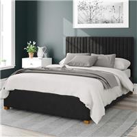 Grant Plush Velvet Storage Ottoman Bed Black Super King | Vertical Headboard