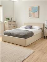 Alexis Fabric Ottoman Double Bed Natural | Upholstered Storage | Sprung Slats