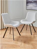 Arabella Pair of 2 Fabric Chairs Grey & Black | Two-Tone Design | Scandi Style