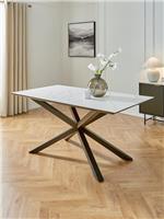 Arabella 160cm Ceramic Dining Table White & Black | Marble Effect | Modern