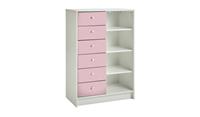 Kids Malibu 6 Drawer Chest - Pink & White