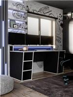 Dylan Gaming Desk with LED Lighting Black | 160cm Wide | Shelf | Modern Home