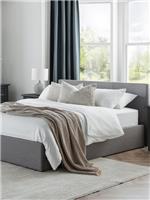 Julian Bowen Rialto Ottoman King Bed Light Grey | Linen Fabric Gas Lift Storage