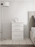 Prague Graduated Bedside Cabinet White | 3 Drawers | Extra Deep Bottom Drawer