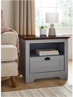 Devon Lamp Table Grey Walnut Effect Functional Stylish Storage Bedside