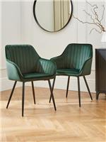 Alisha Pair of Fabric Dining Chairs Green FAST DELIVERY TOP SELLER