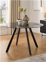Very Home Marlow 130 cm Round Elegant Dining Table Black Clear Glass TOP