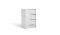 Malibu 3 Drawer Bedside Table White Compact Storage Organiser Unit