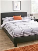 Marston Faux Leather Bed Frame Double Black Sleek and Modern Bedroom Furniture