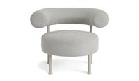 60 Tuva Fabric Curved Chair Grey Comfortable Lounge Seat Design