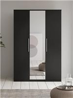 Prague 3 Door Mirrored Wardrobe Black Ash Elegant and Spacious Bedroom Storage