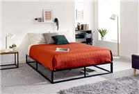Metal Platform Small Double Bed Frame With Slats And Underbed Storage Black