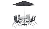 Pacific 6 Seater Folding Metal Patio Set - Black