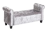 Crushed Velvet Ottoman Silver Storage Footstool Living Room Furniture