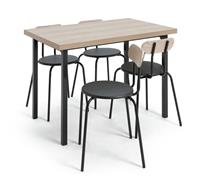 Habitat Zayn Wood Effect Dining Table & 4 Black Chairs
