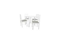 Kendal Solid Wood Table & 4 White Chairs (Round) Dining Kitchen Set