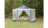 4m Hexagonal Garden Gazebo with Side Panels - Blue