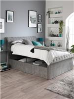 Aspire Chesterfield Fabric Lift Up Storage Bed Single Grey Elegant and Spacious