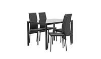 Lido Glass Black Dining Table & 4 Black Chairs Contemporary Design Compact