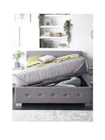 Aspire Linen Side Opening Ottoman Single Bed Grey Srylish Bedroom Solution