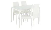 Lido White Dining Table & 4 White Chairs Contemporary Design Dining